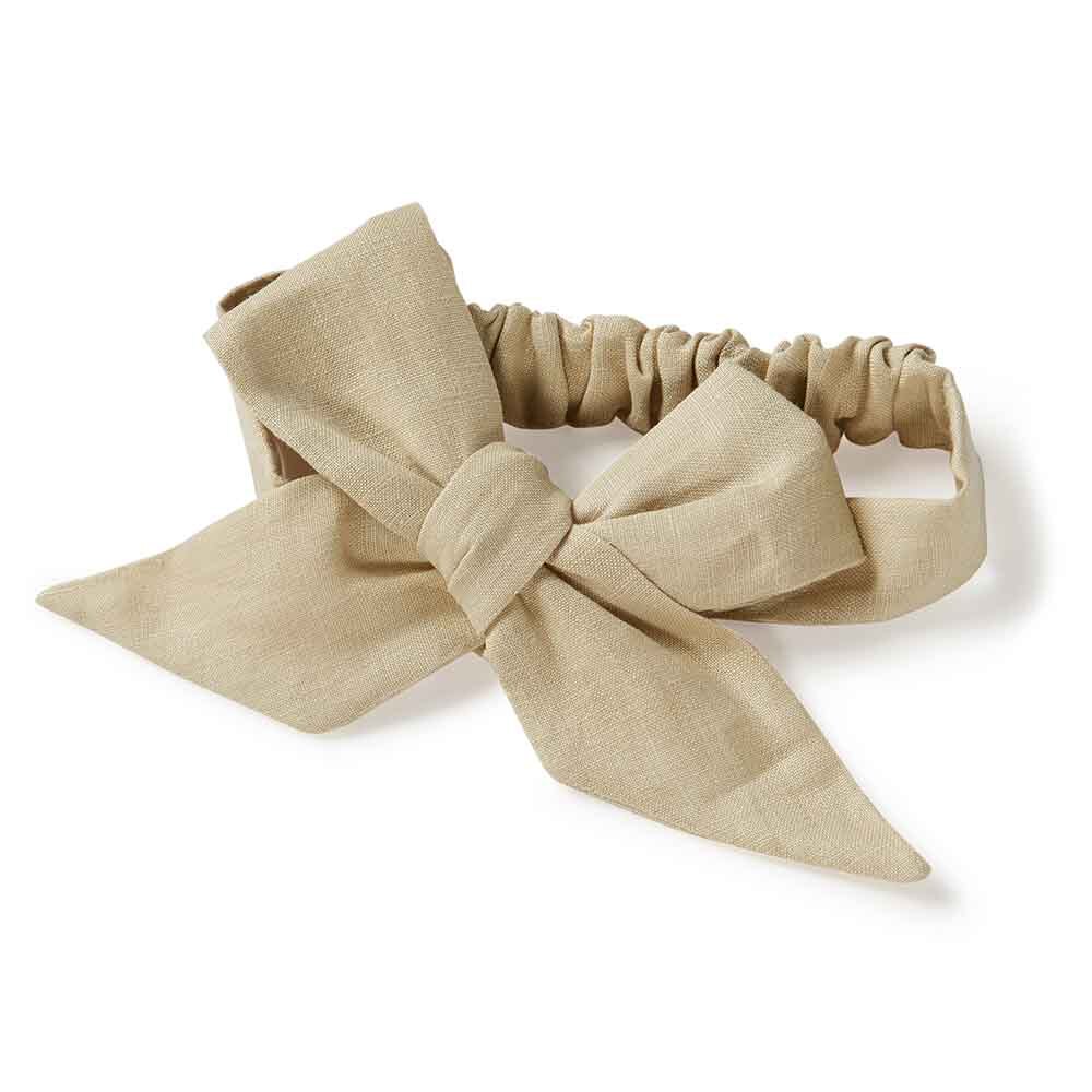 Natural Pre-Tied Linen Bow - Baby & Toddler - View 2