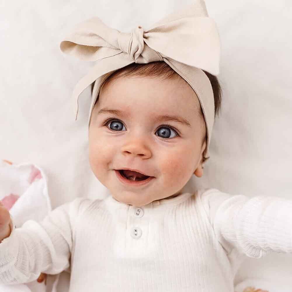 Natural Pre-Tied Linen Bow - Baby & Toddler - View 3