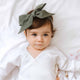 Olive Pre-Tied Linen Bow - Baby & Toddler - Thumbnail 3