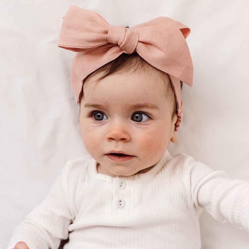 Rust Pre-Tied Linen Bow - Baby & Toddler - View 4