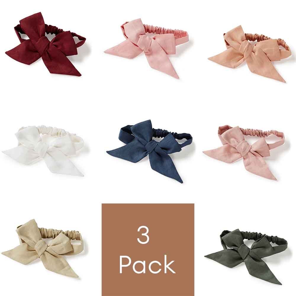 Linen Pre-Tied Bow Headband 3 Pack - View 1