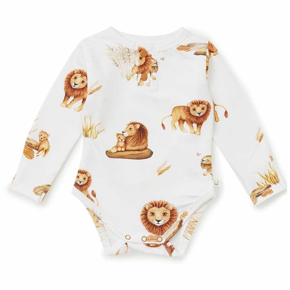 Lion Organic Long Sleeve Baby Bodysuit | Snuggle Hunny