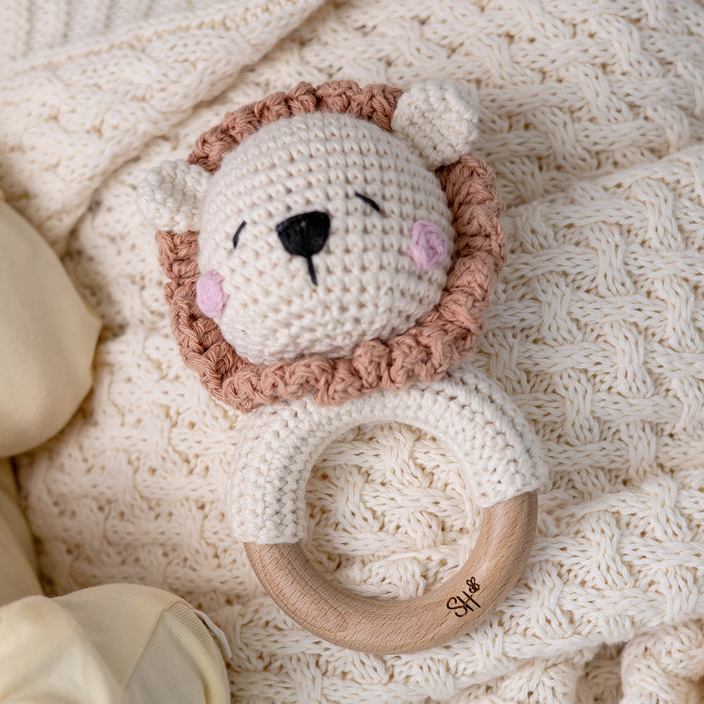 Handmade Lion Crochet Rattle - View 1