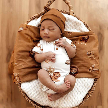 Lion Short Sleeve Organic Bodysuit-Snuggle Hunny