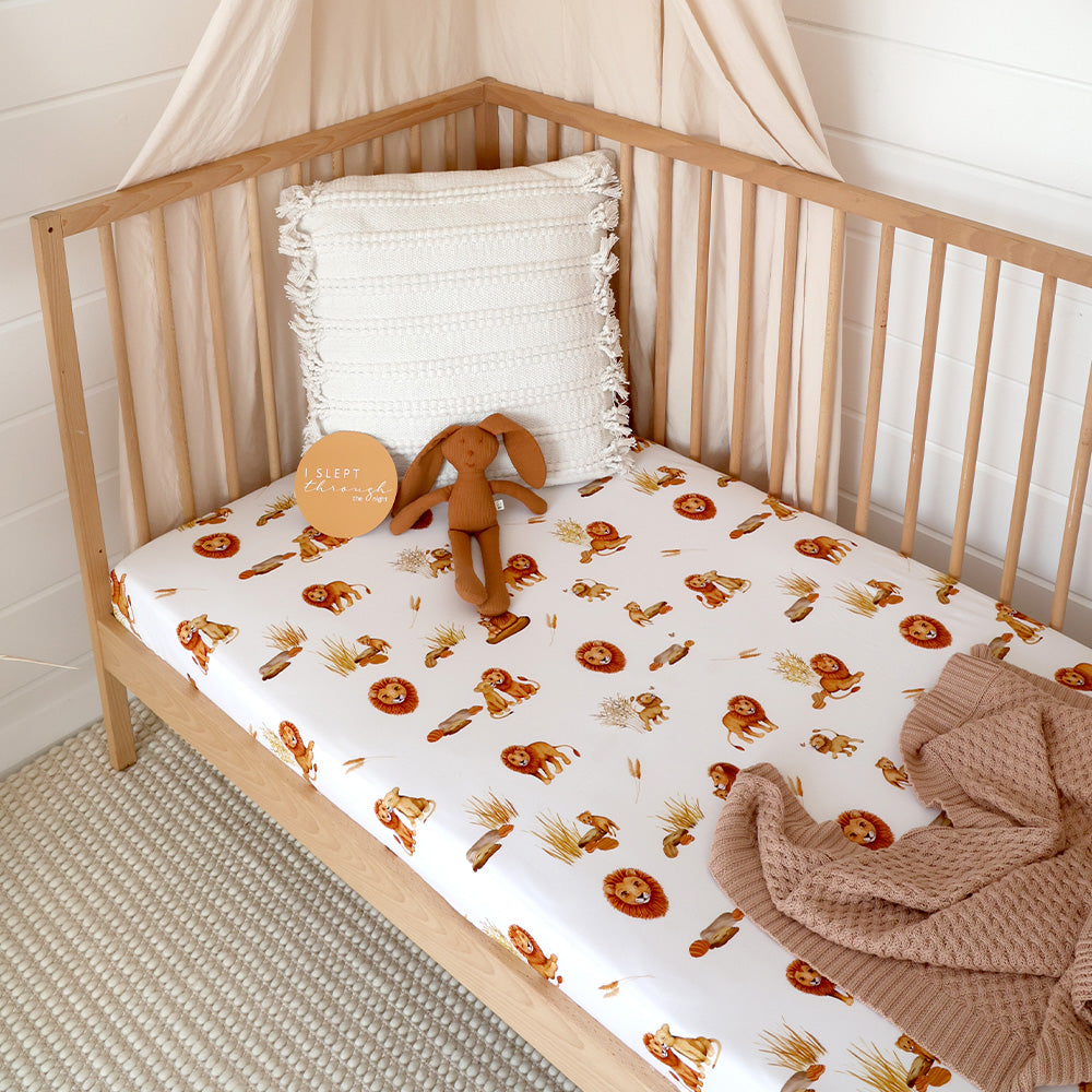 Lion Organic Fitted Baby Cot Sheet Snuggle Hunny