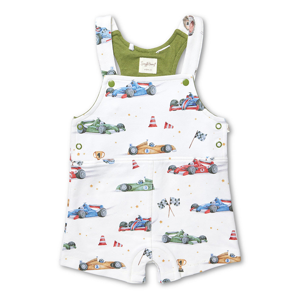 Little Racers Organic Snuggle Overall Shorts - View 2