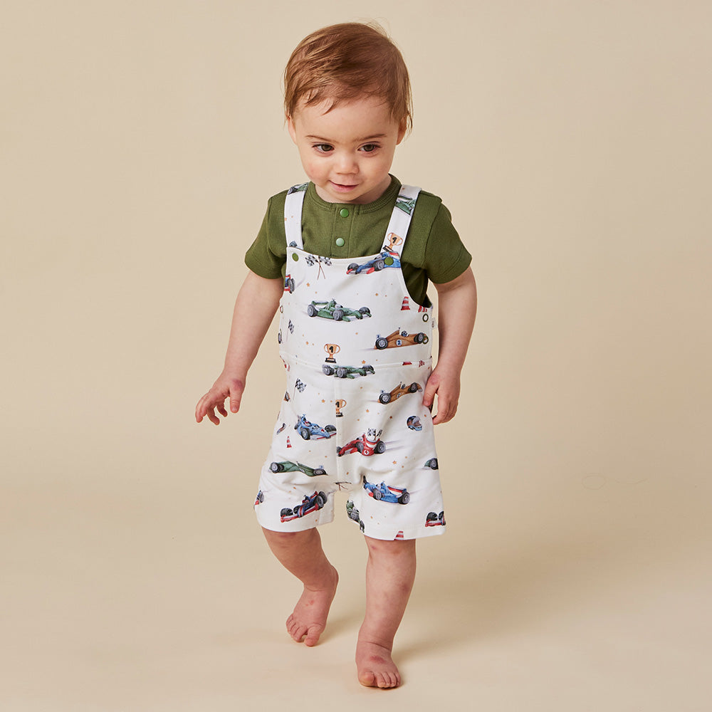 Little Racers Organic Snuggle Overall Shorts - View 12
