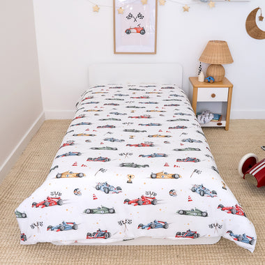 Little Racers Organic Cotton Quilt Cover | Snuggle Hunny