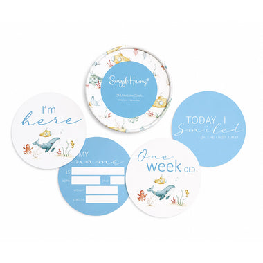Little Subs & Aqua Reversible Milestone Cards | Snuggle Hunny