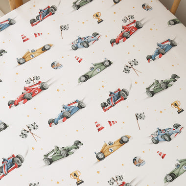 Little Racers Organic Fitted Cot Sheet | Snuggle Hunny