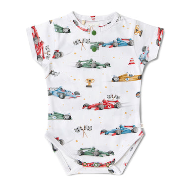 Little Racers Short Sleeve Organic Bodysuit | Snuggle Hunny