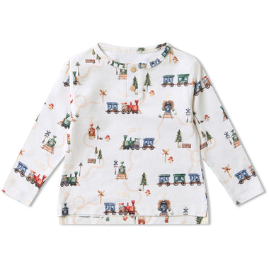 Trains Organic Long Sleeve Top | Snuggle Hunny