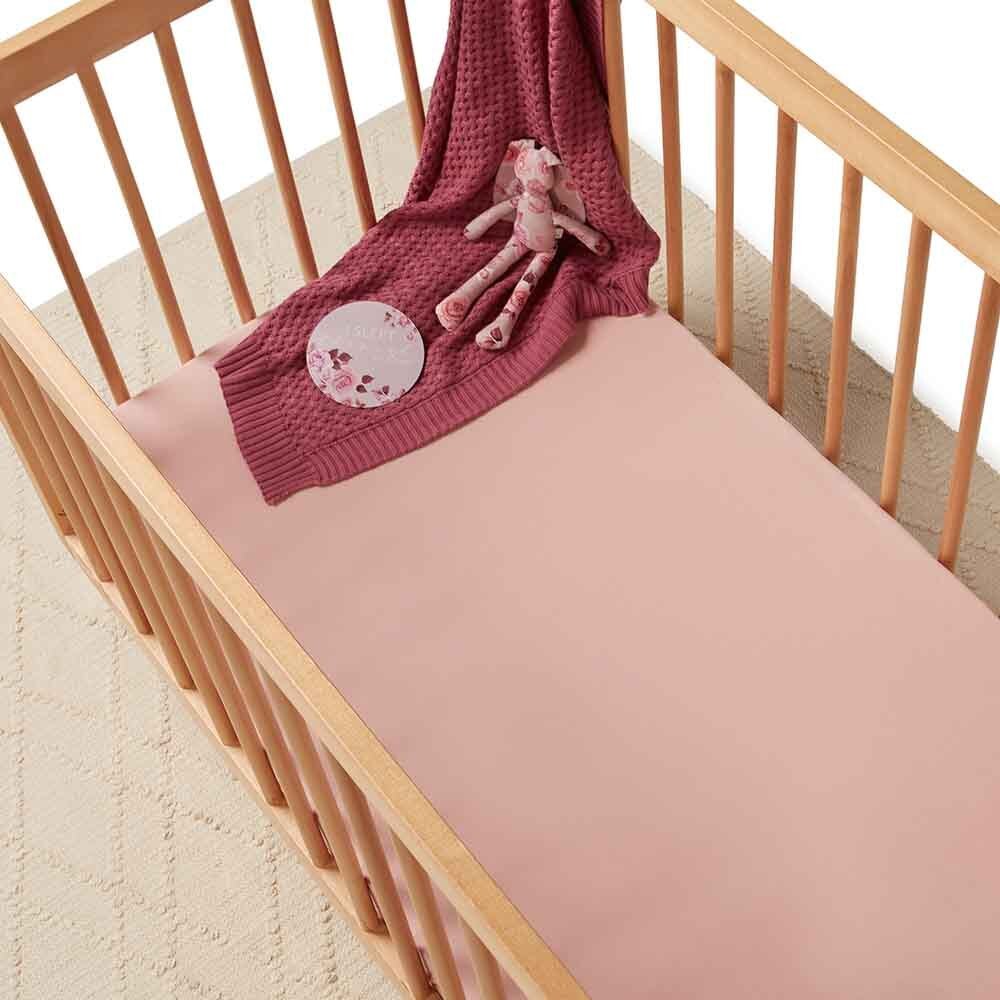 Lullaby Pink Organic Fitted Baby Cot Sheet Snuggle Hunny