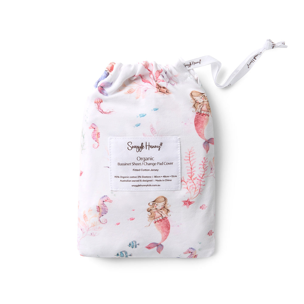 Mermaid Organic Bassinet Sheet / Change Pad Cover - View 6