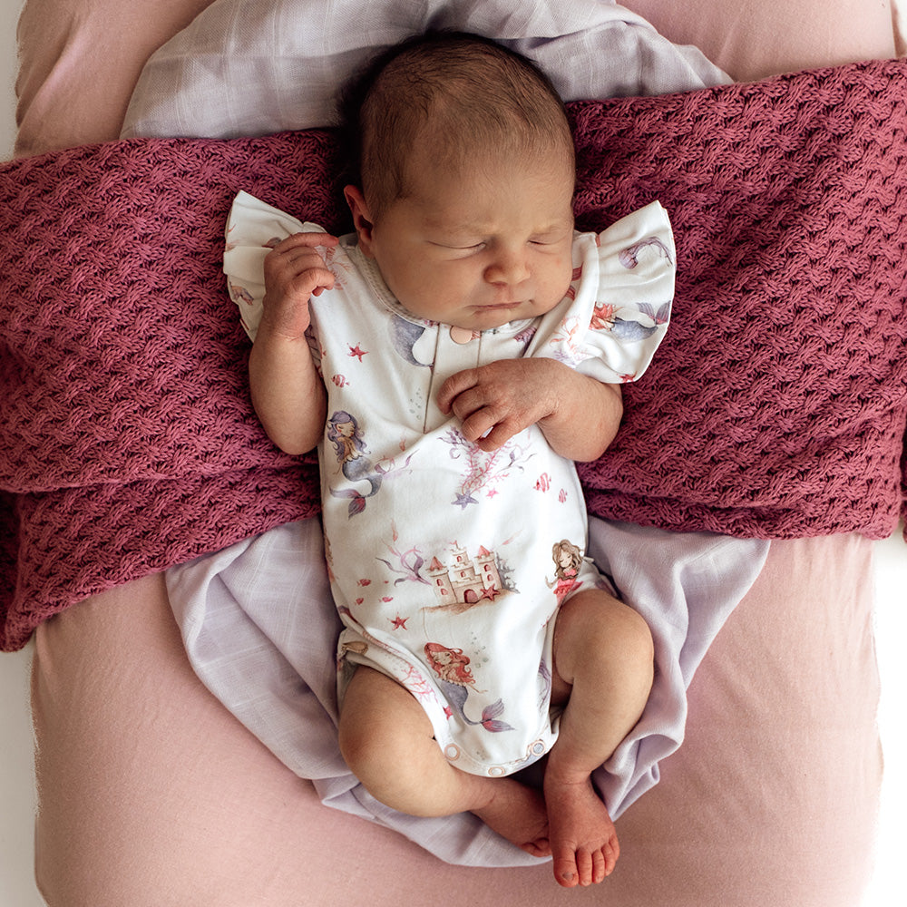 Mermaid Short Sleeve Organic Bodysuit with Frill - View 13