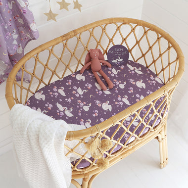 Midnight Swan Organic Bassinet Sheet / Change Pad Cover | Snuggle Hunny