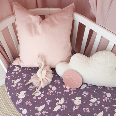 Midnight Swan Organic Fitted Cot Sheet | Snuggle Hunny