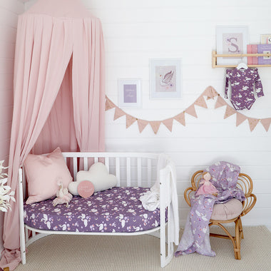 Midnight Swan Organic Fitted Cot Sheet | Snuggle Hunny