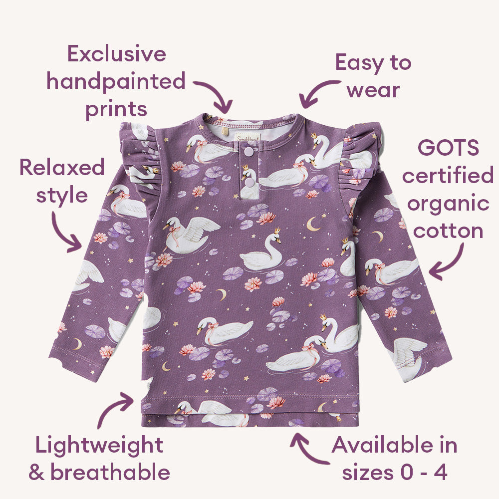 Midnight Swan Organic Long Sleeve Top with Frill - View 6