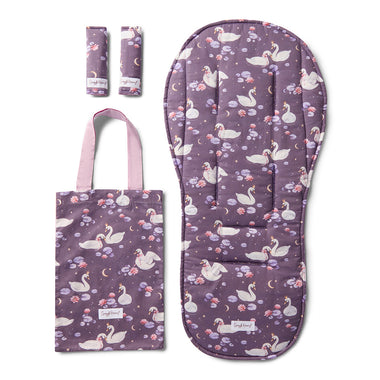 Midnight Swan Reversible Pram Liner & Strap Cover Set | Snuggle Hunny