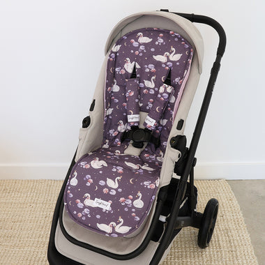Midnight Swan Reversible Pram Liner & Strap Cover Set | Snuggle Hunny