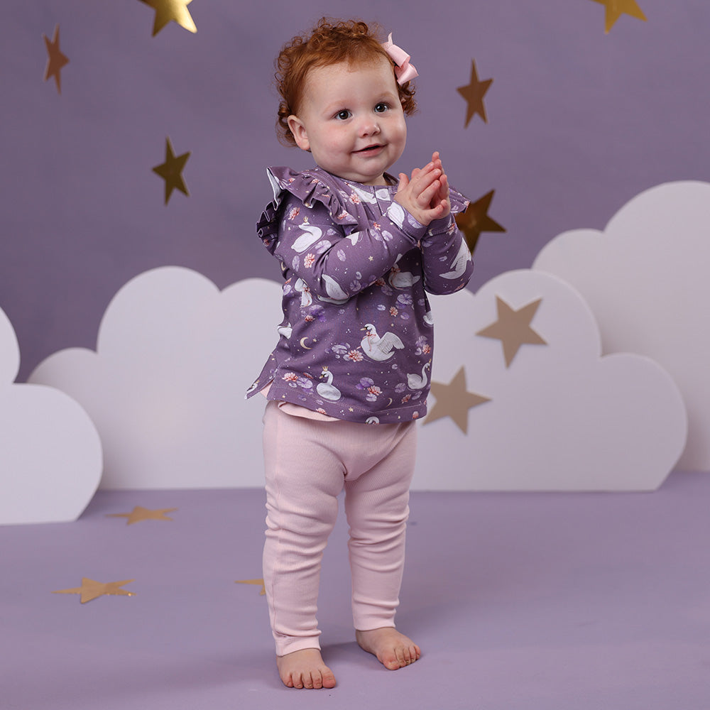 Midnight Swan Organic Long Sleeve Top with Frill - View 3