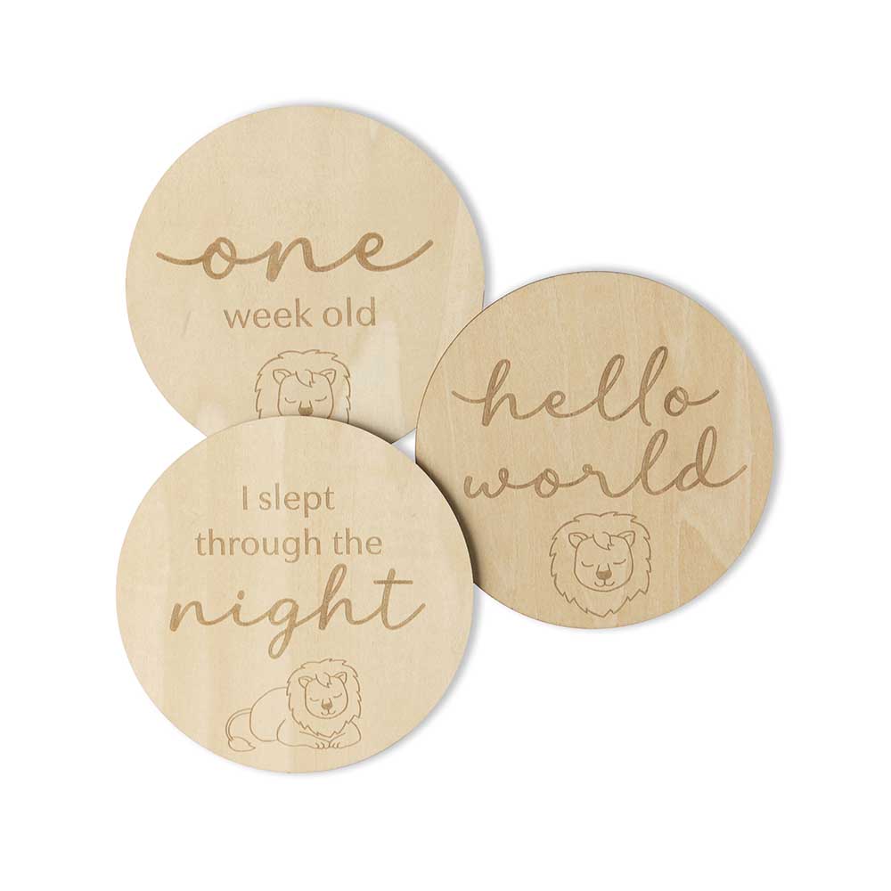 Lion Wooden Milestone Cards - View 3