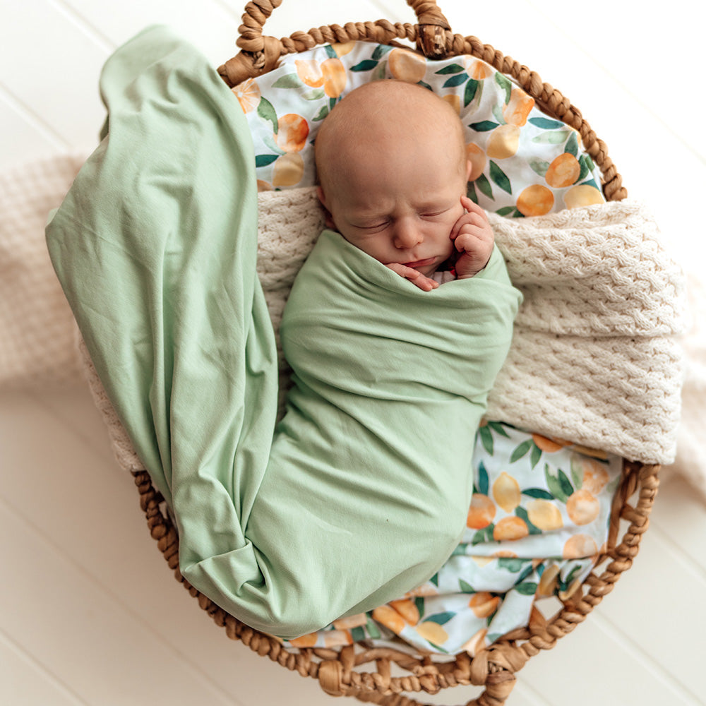 Mint Organic Jersey Wrap & Beanie Set - View 3