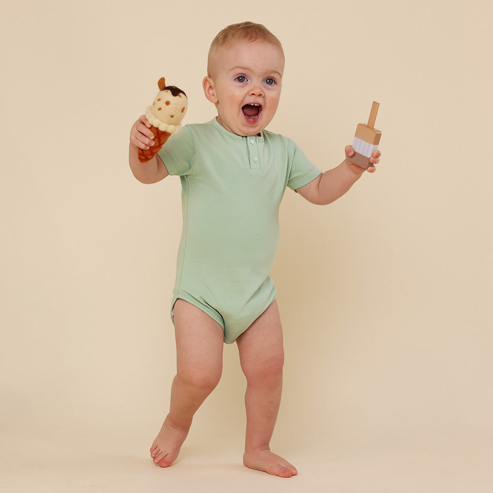 Mint Short Sleeve Organic Bodysuit - View 1