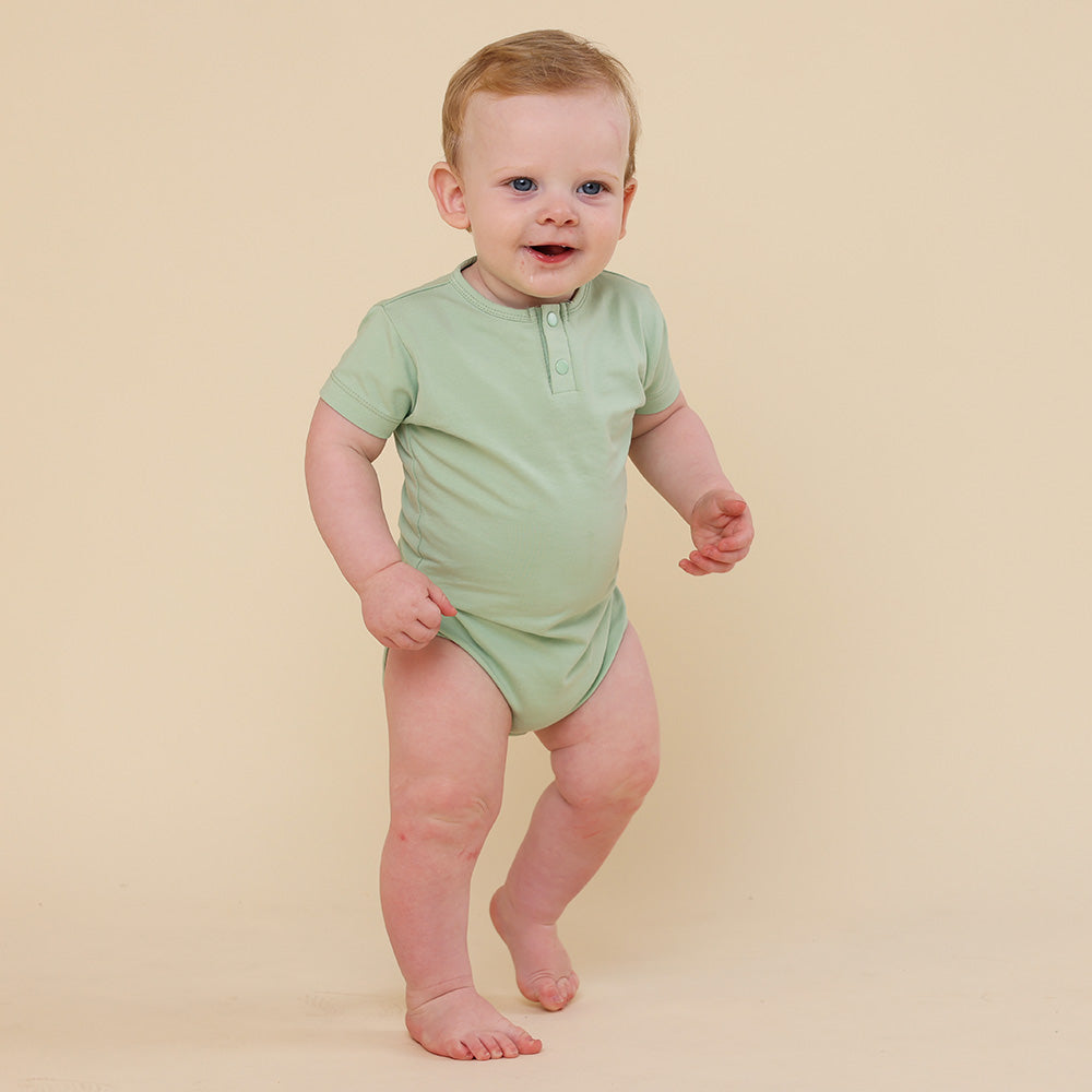 Mint Short Sleeve Organic Bodysuit - View 2