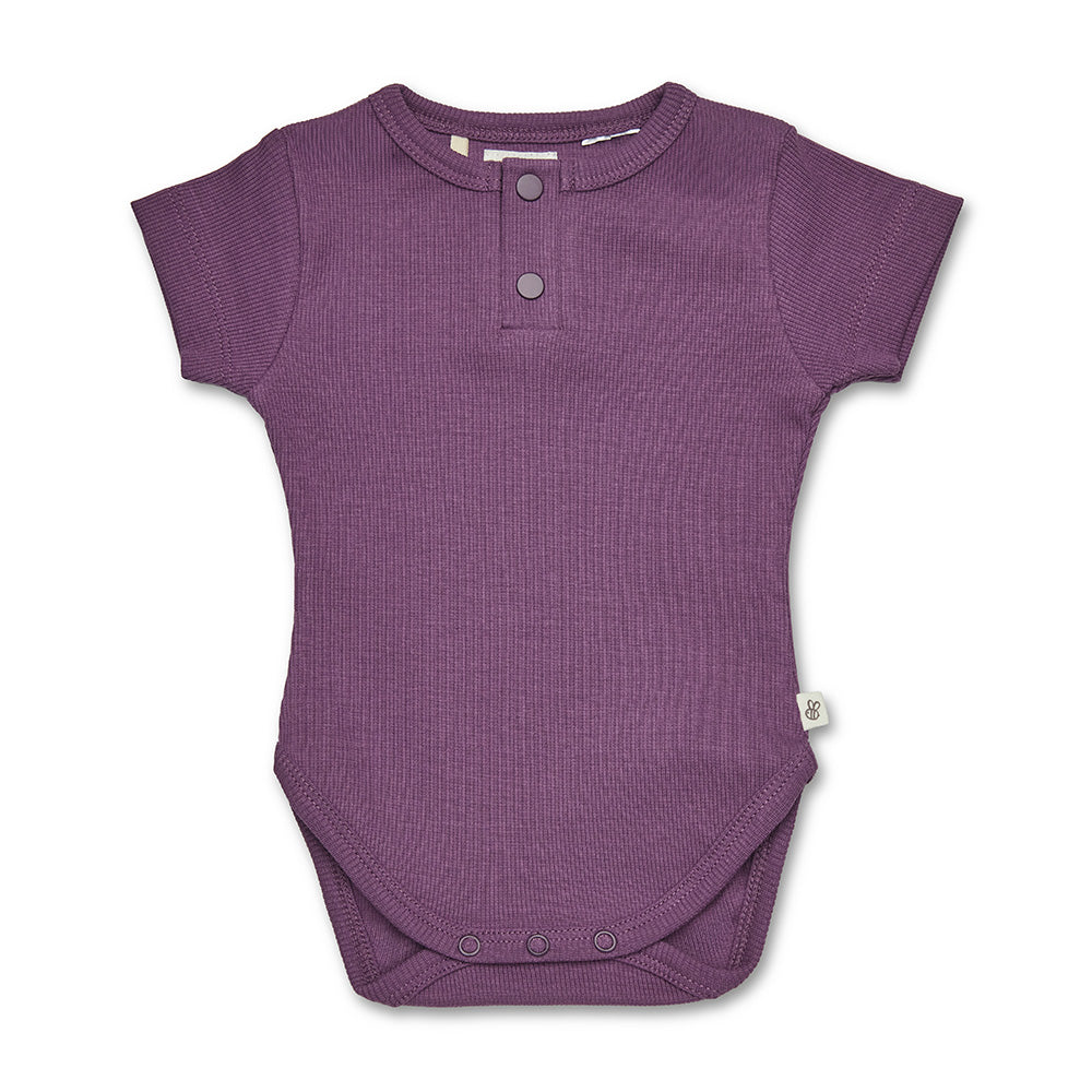 Mulberry Rib Short Sleeve Organic Bodysuit - View 2