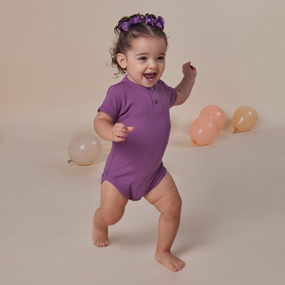 Mulberry Rib Short Sleeve Organic Bodysuit - View 5