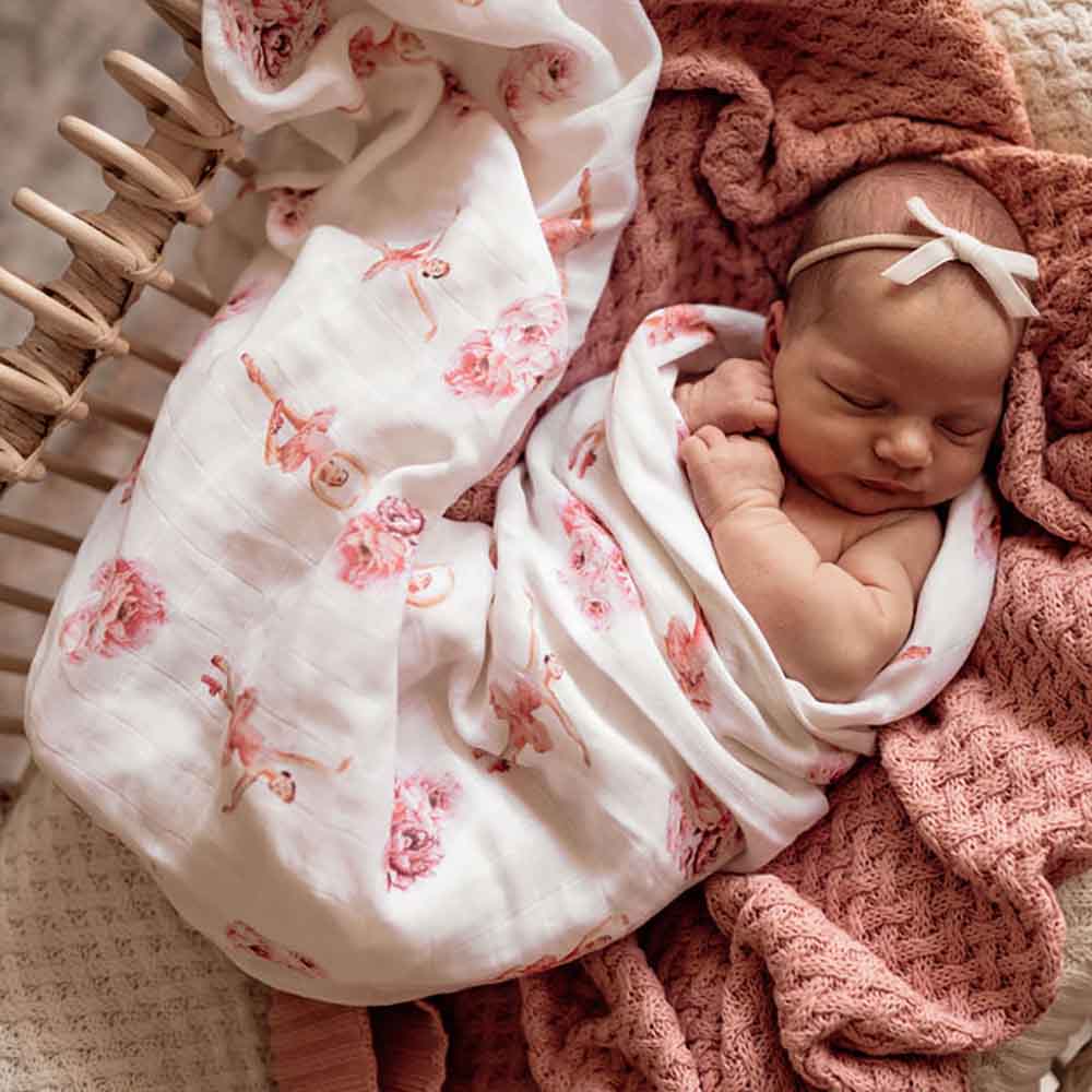 Ballerina Muslin Wrap Birth Announcement Set-Snuggle Hunny