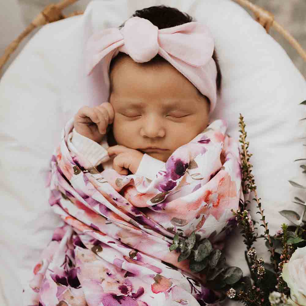 Blushing Beauty Muslin Wrap Birth Announcement Set-Snuggle Hunny