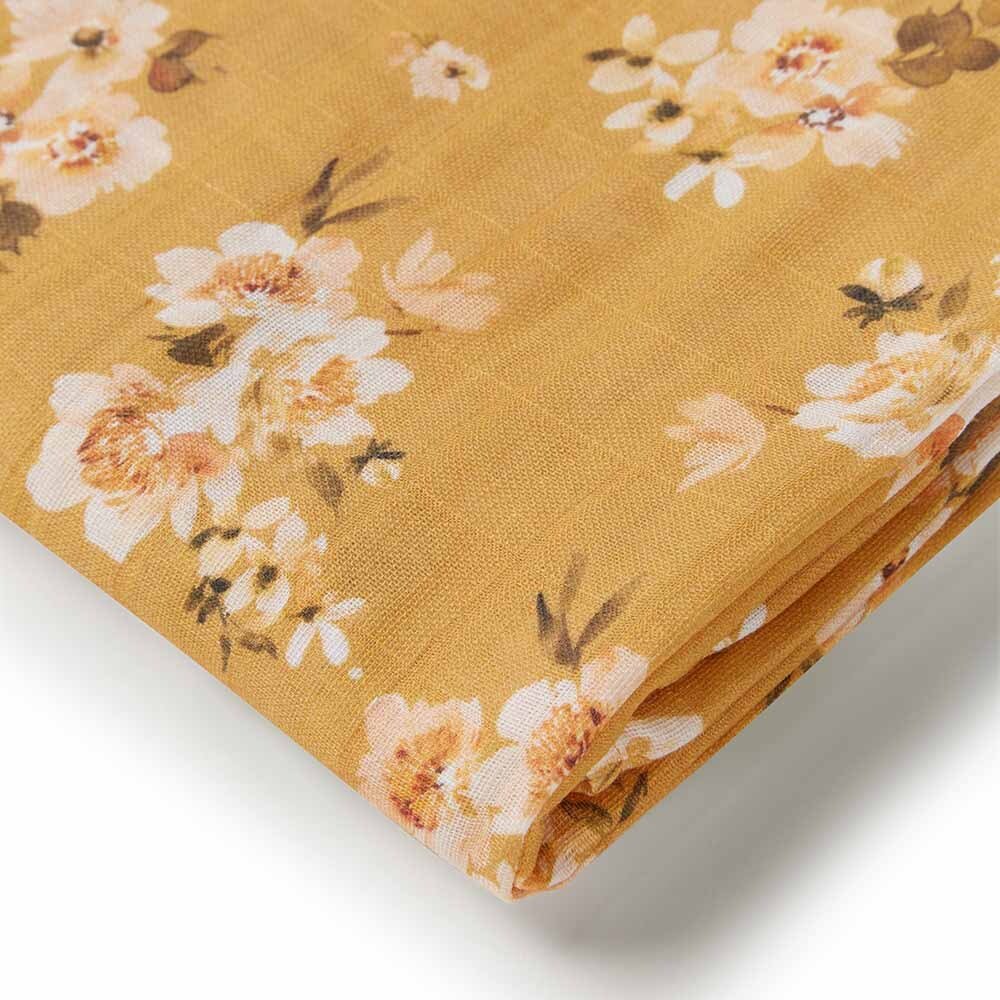 Golden Flower Organic Muslin Wrap | Snuggle Hunny