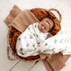 Green Palm Muslin Wrap Birth Announcement Set-Snuggle Hunny