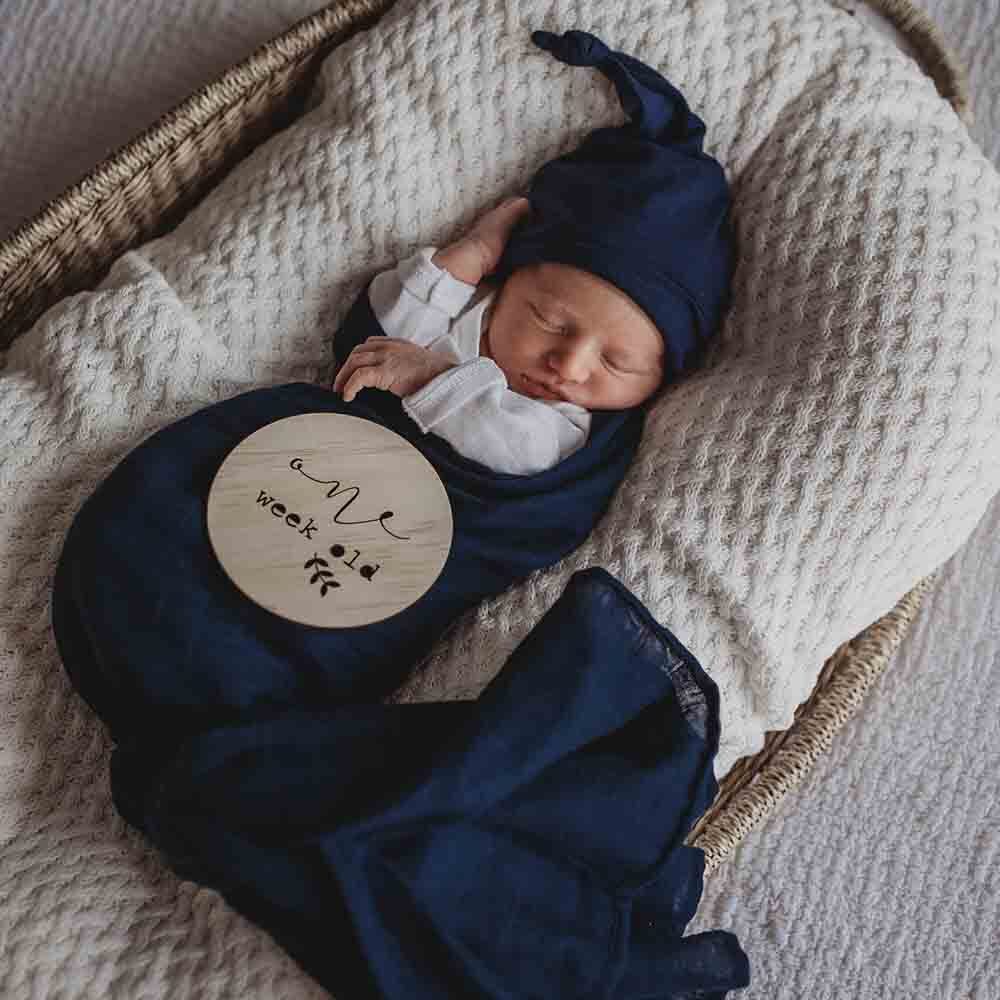 Navy Organic Muslin Wrap Snuggle Hunny