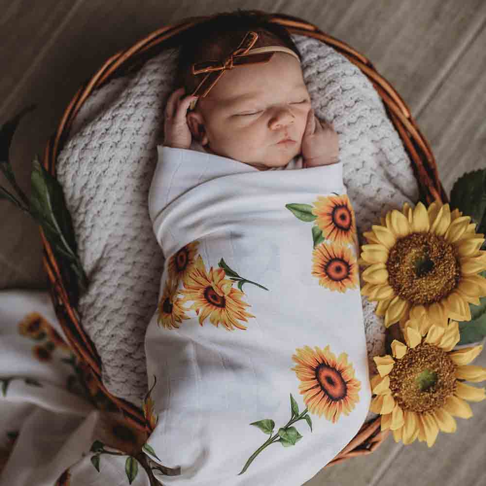 Muslin Wraps - Sunflower Muslin Wrap Birth Announcement Set