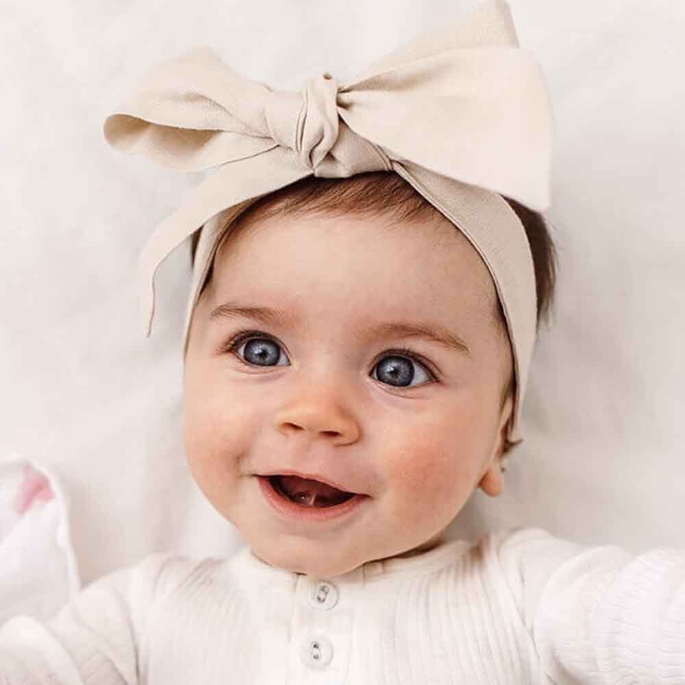 Natural Pre-Tied Linen Bow - Baby & Toddler - View 1