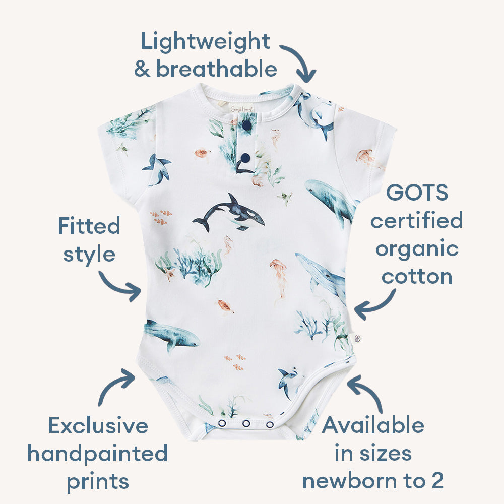 Ocean Short Sleeve Organic Bodysuit - View 4