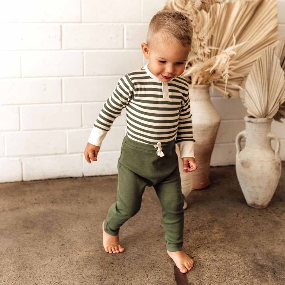 Baby Soft  Striped Pants – Olive Green & Black main image 1