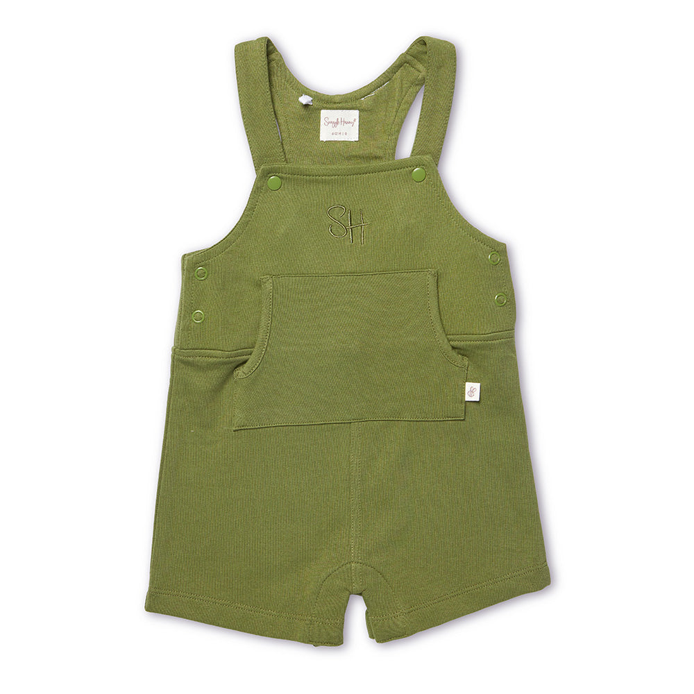 Olive Organic Joey Overall Shorts - View 2