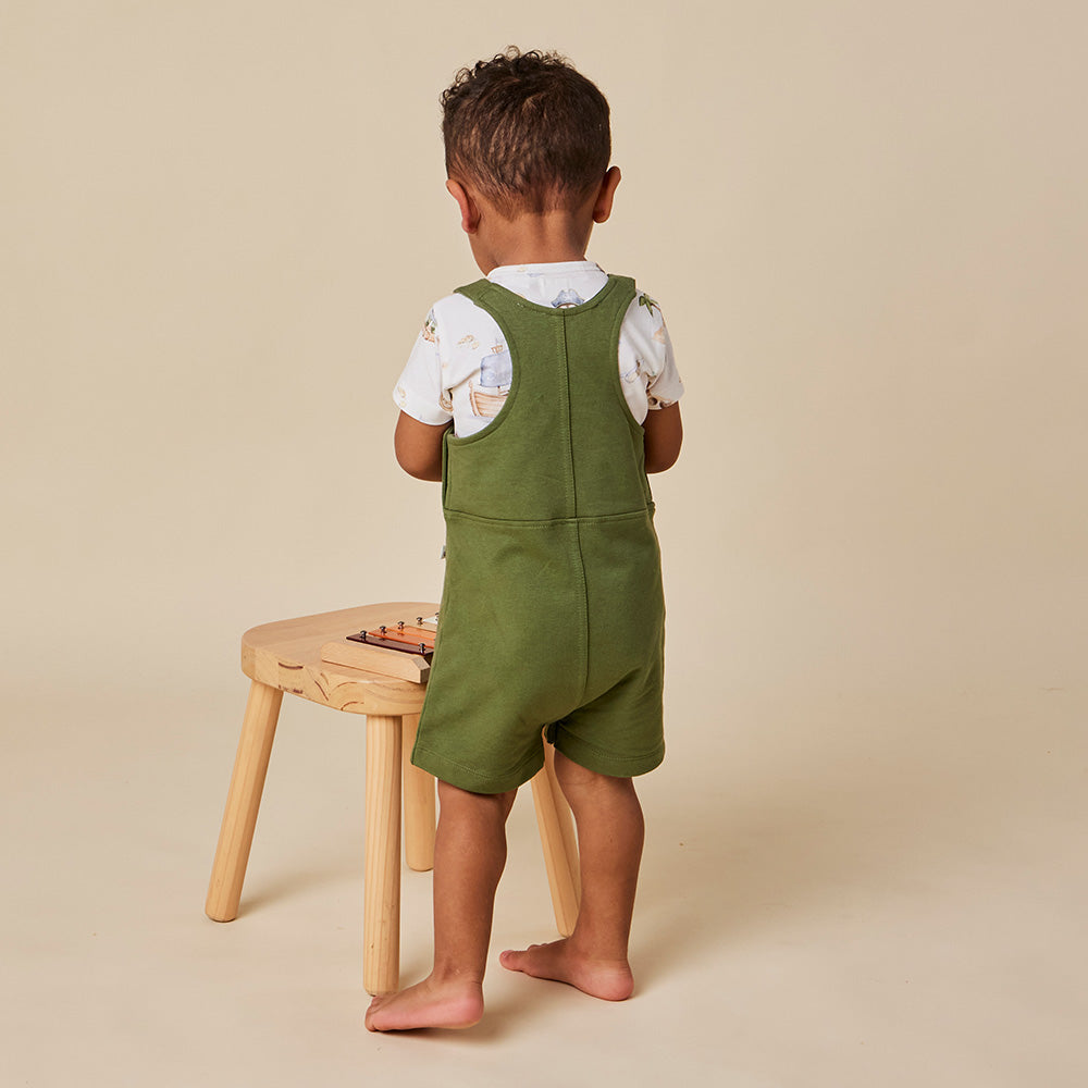 Olive Organic Joey Overall Shorts - View 6
