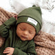 Olive Ribbed Organic Knotted Beanie - Thumbnail 1