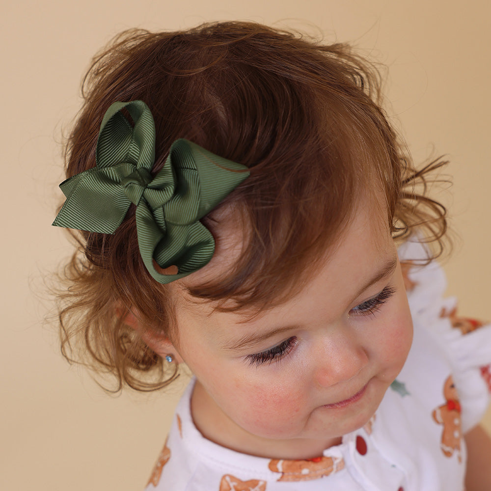 Olive Bow Hair Clip - View 3