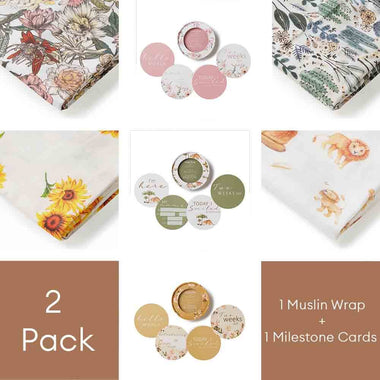 Organic Muslin Wrap + Milestone Card Set-Snuggle Hunny