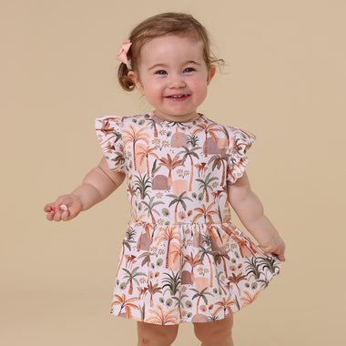 Palm Springs Short Sleeve Organic Dress| Snuggle Hunny