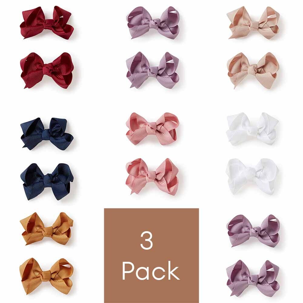Piggy Tail Bow Hair Clips Pair 3 Pack-Snuggle Hunny