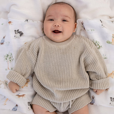 Pistachio Oversized Cotton Knit Jumper | Snuggle Hunny