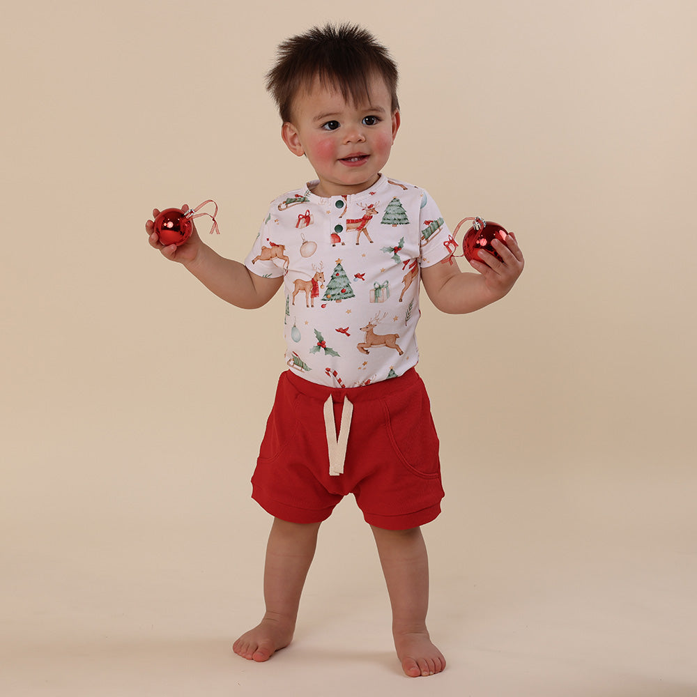 Organic Red Baby Toddler Shorts Snuggle Hunny